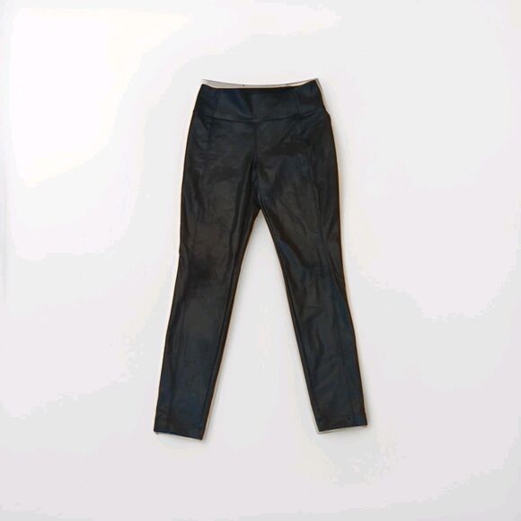 Athleta Delancey Gleam Moto Tight Pants Womens Small Black Stretch Zip Pockets - Picture 1 of 8